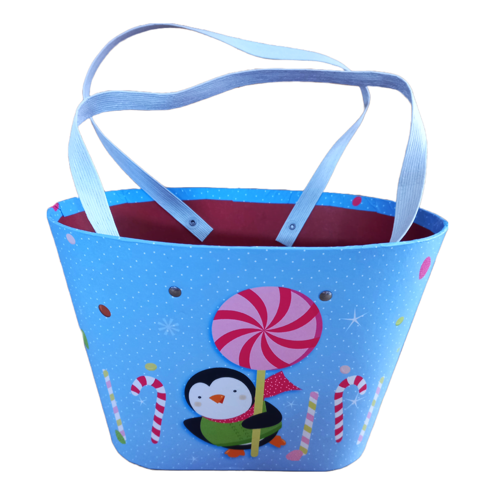 Cutie Crăciun cu mâner, model pinguin, culoare albastru - ROC Z27