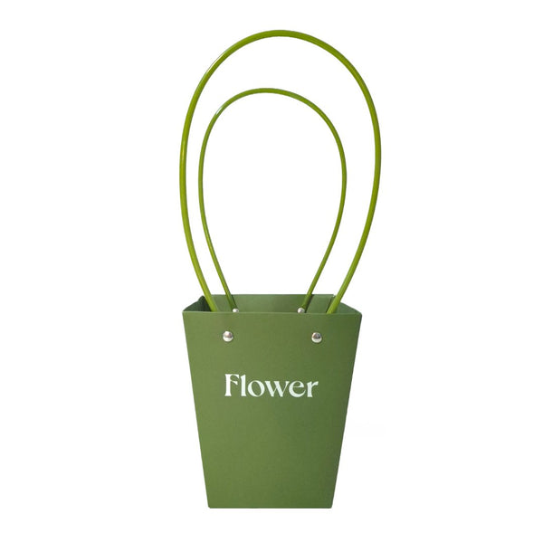 Set 10 pungi cu print ”Flower” , culoare verde - ROC A8-1