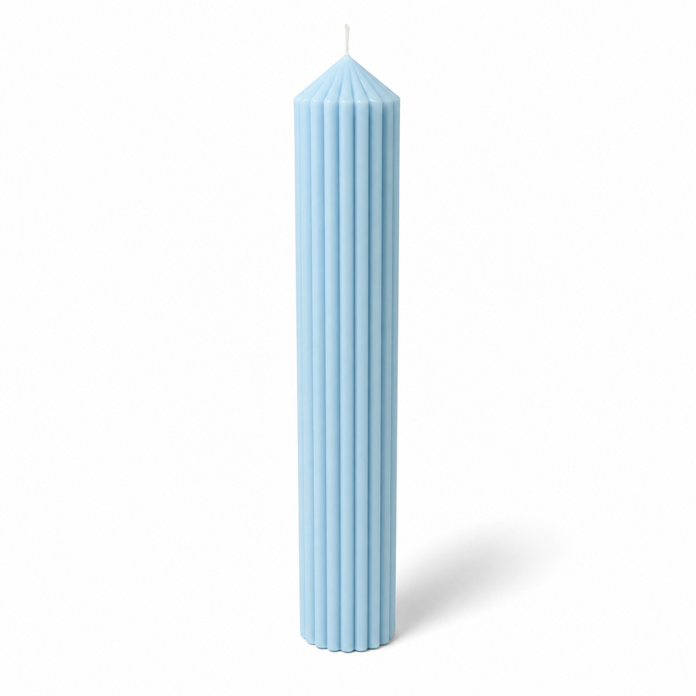 Lumânare canelată din parafină, 35 cm, culoare albastru NR. 3 - 35060 CANELATĂ