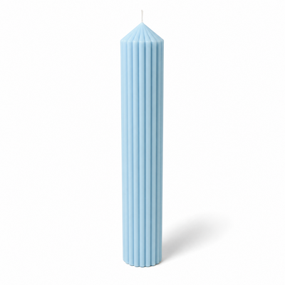 Lumânare canelată din parafină, 35 cm, culoare albastru NR. 3 - 35060 CANELATĂ