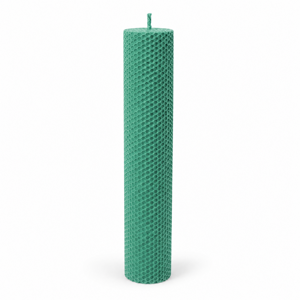 Lumânare din ceară de albine tip fagure, 35 cm, culoare turcoaz NR. 9 - 35060TFC