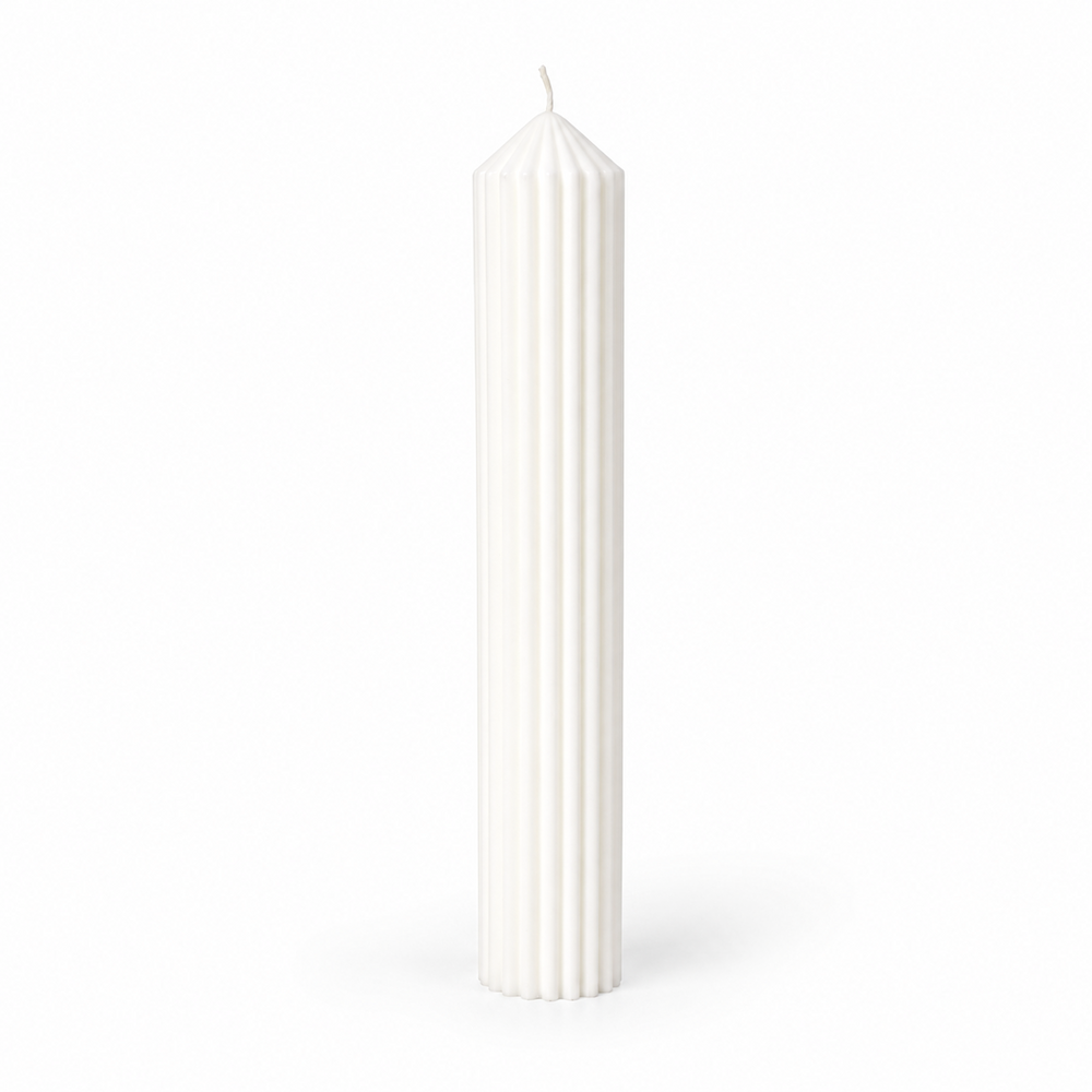 Lumânare canelată din parafină, 35 cm, culoare alb - 35060 CANELATĂ