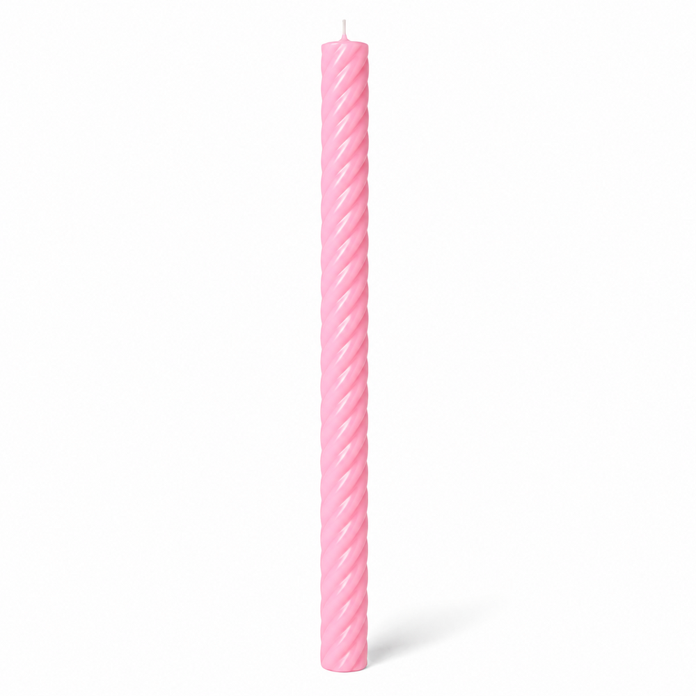 Lumânare din parafină albă pentru botez, 70 cm, culoare roz - 70040 SP ROZ