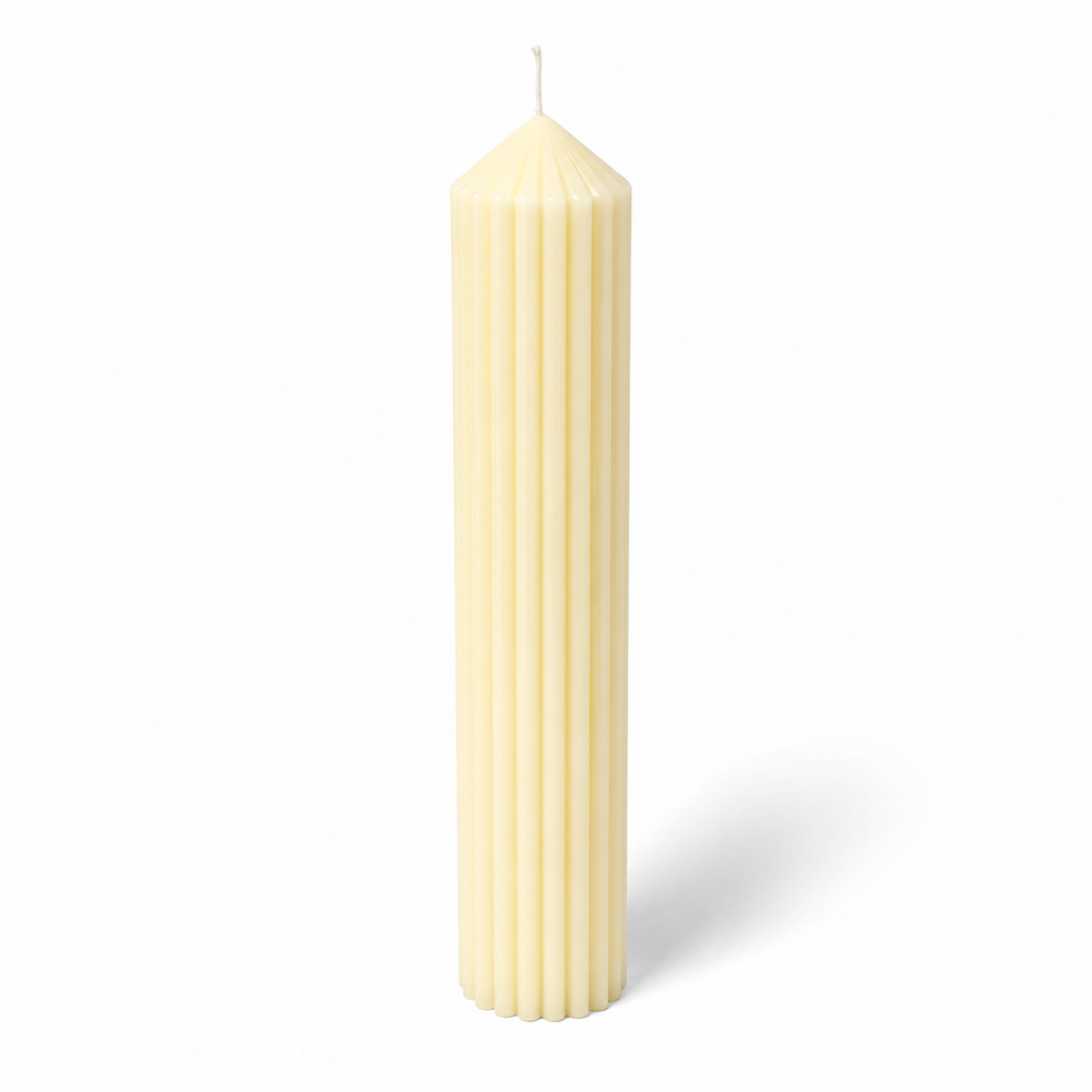 Lumânare canelată din parafină, 35 cm, culoare crem NR. 1 - 35060 CANELATĂ