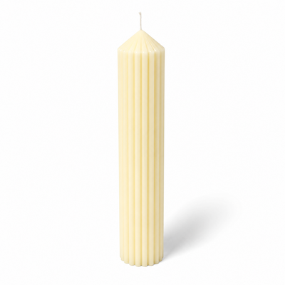 Lumânare canelată din parafină, 35 cm, culoare crem NR. 1 - 35060 CANELATĂ