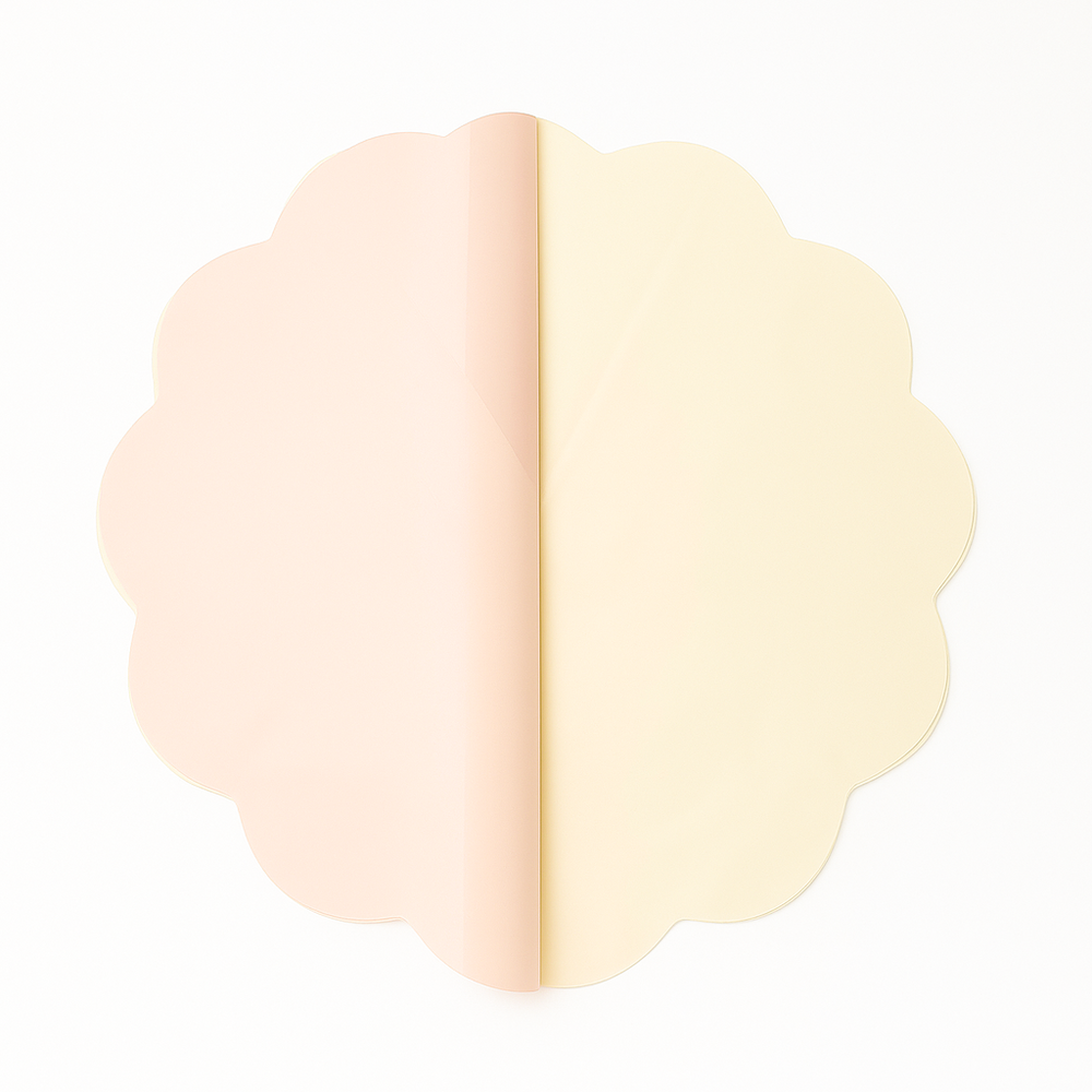 Celofan rotund cu două fețe, 48 cm, culoare crem cu bej - ROC A71