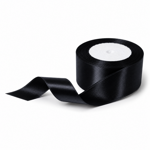 Rolă panglică satin, 4 cm, culoare negru NR. 39 - ROC 0811