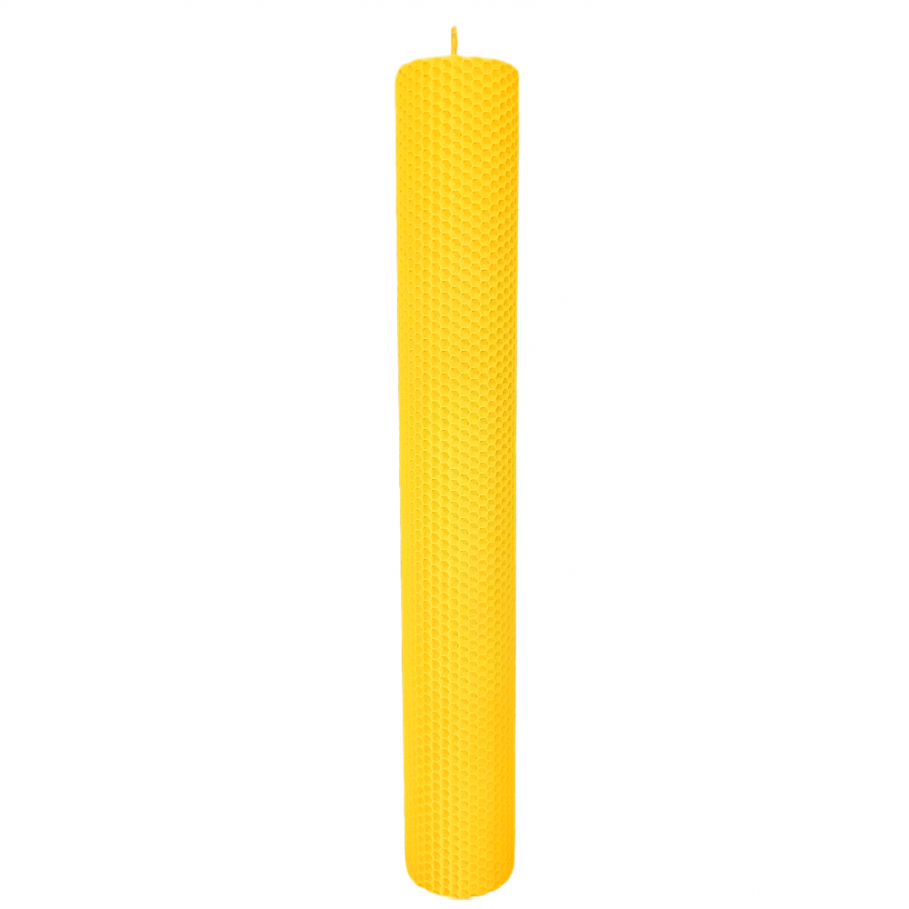Lumanare pentru cununie sau botez tip fagure din ceara naturala de albine, H 70 cm, D 6 cm - 70060TF