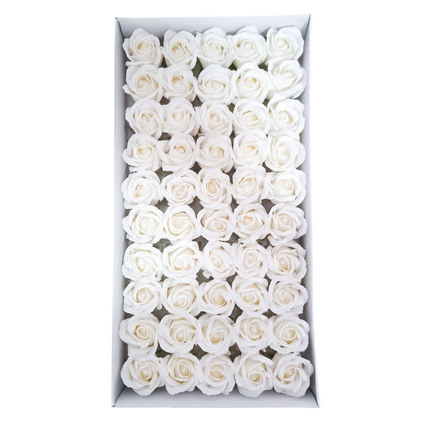 Set 50 trandafiri din săpun, culoare alb - NR. 39 - ROC M1