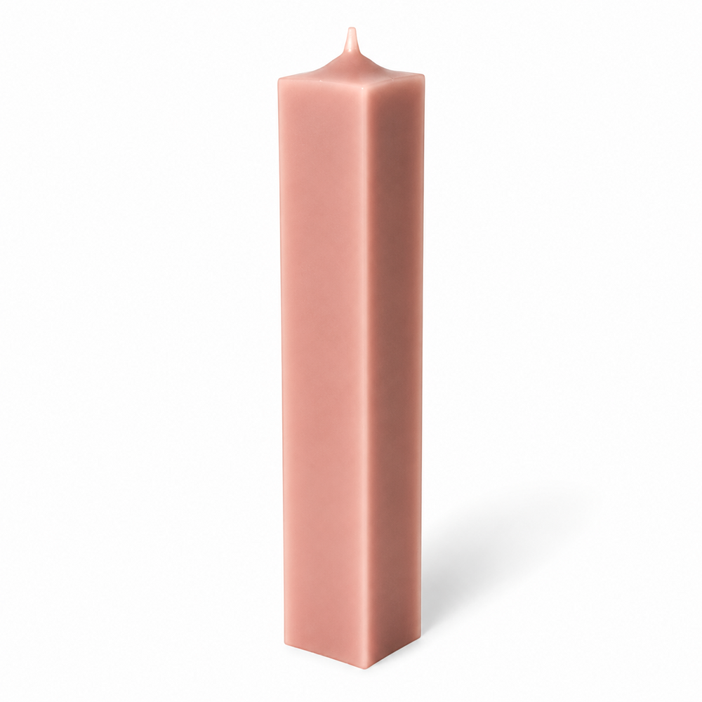 Lumânare din parafină pentru botez și cununie, 30 cm, culoare roz prăfuit NR. 5 - 30050 PĂTRAT ROZ PRĂFUIT