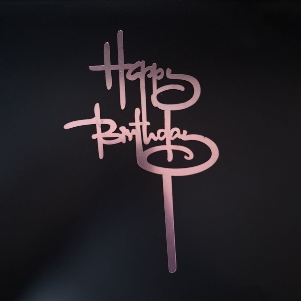 Topper "Happy Birthday", culoare roz - ROC P107