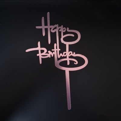 Topper "Happy Birthday", culoare roz - ROC P107