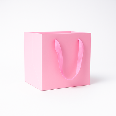 Set 12 pungi pătrate din carton, 20 cm, culoare roz - ROC A202