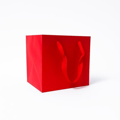 Set 12 pungi pătrate din carton, 25 cm, culoare roșu - ROC A201