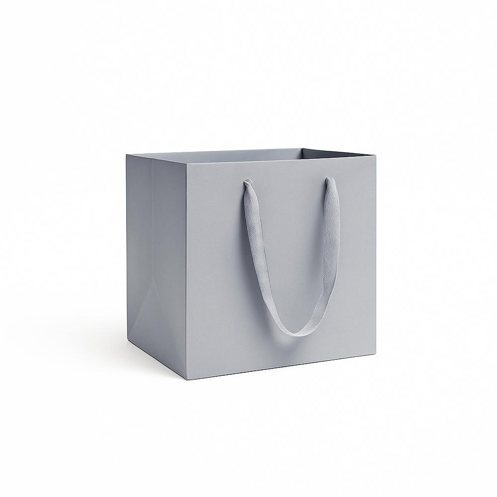 Set 12 pungi pătrate din carton, 25 cm, culoare gri - ROC A201