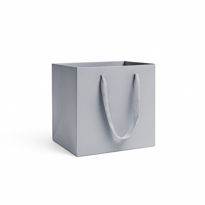 Set 12 pungi pătrate din carton, 25 cm, culoare gri - ROC A201