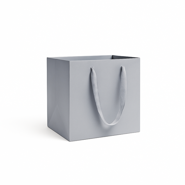 Set 12 pungi pătrate din carton, 25 cm, culoare gri - ROC A201