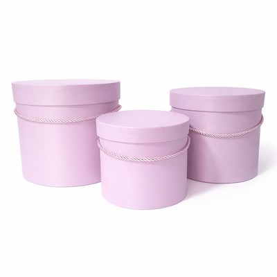 Set 3 cutii cilindru uni, culoare lila - ROC 5285
