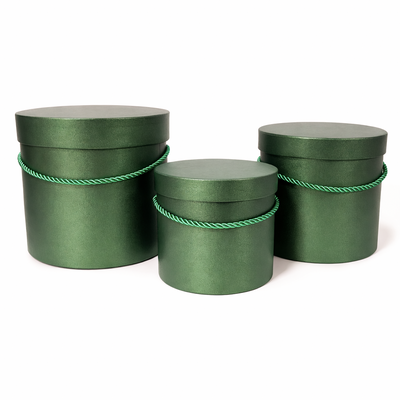 Set 3 cutii cilindru uni, culoare verde - ROC 5285