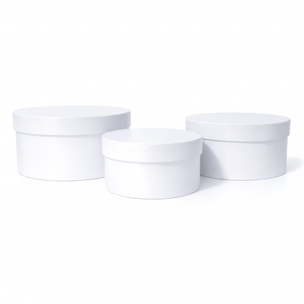Set 3 cutii uni rotunde din carton, culoare alb - ROC 5819