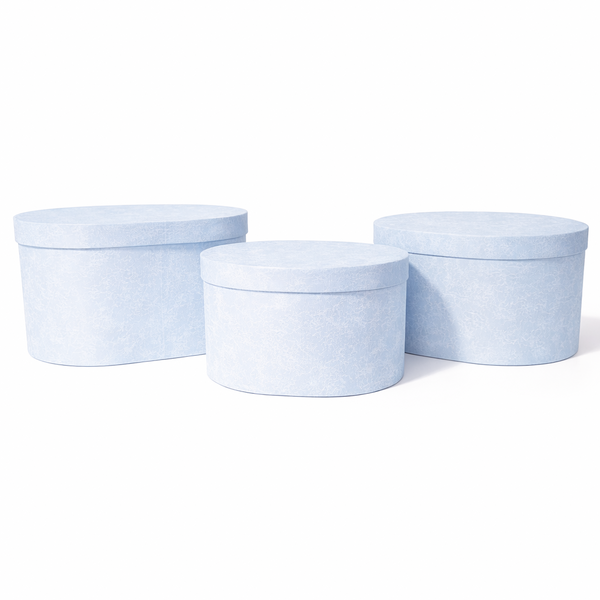 Set 3 cutii ovale din carton, culoare blue - ROC 5822