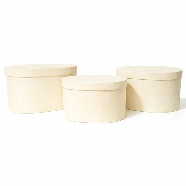 Set 3 cutii ovale din carton, culoare crem - ROC 5822