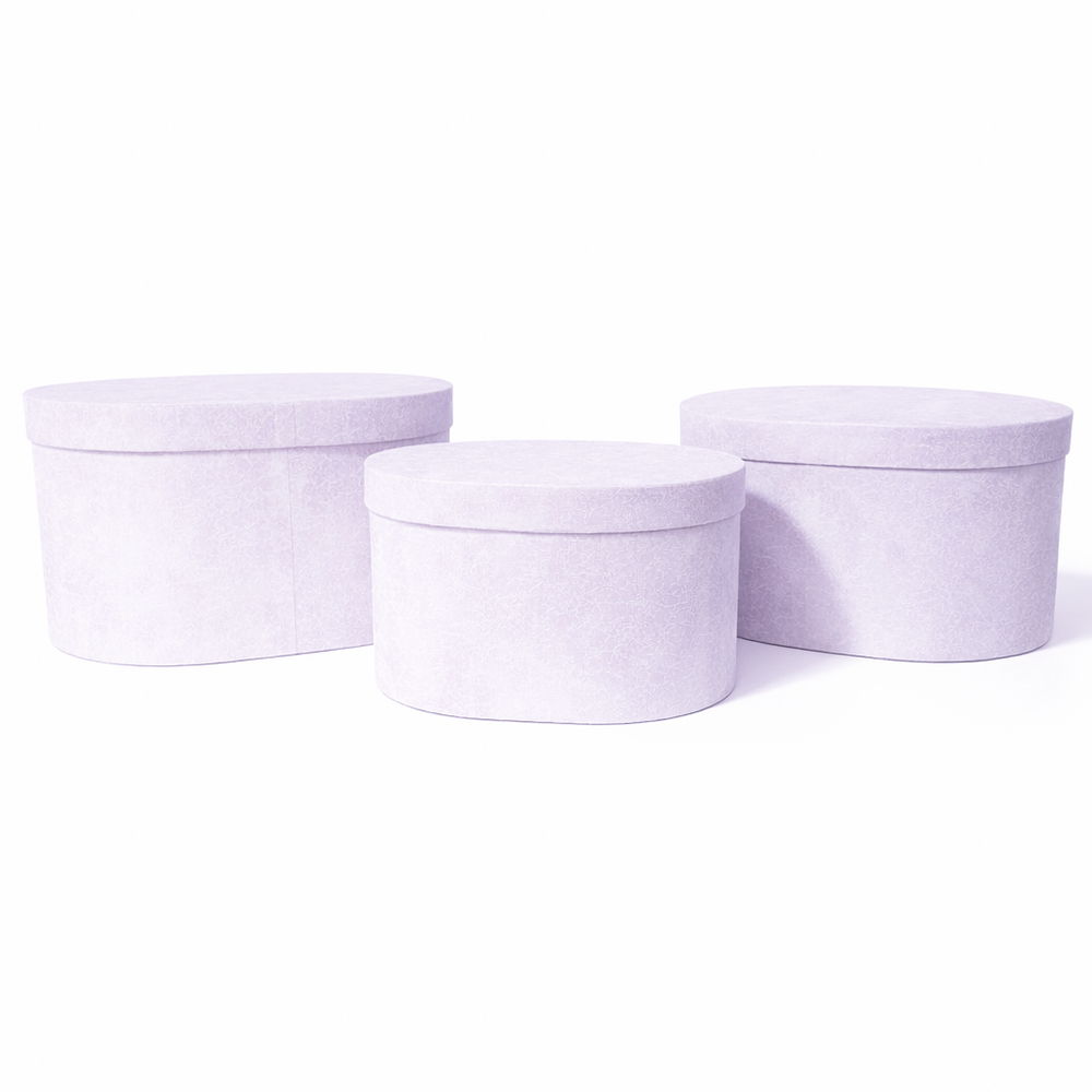 Set 3 cutii ovale din carton, culoare lila - ROC 5822