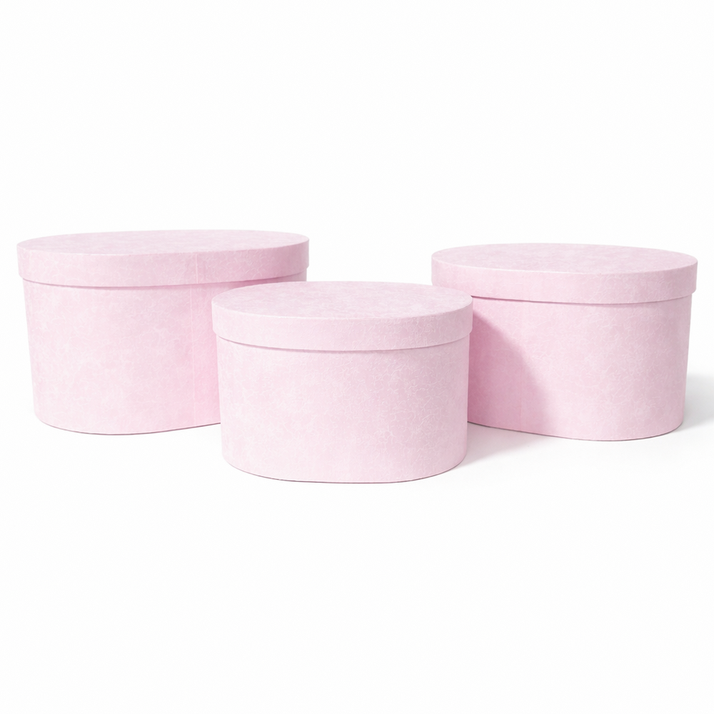 Set 3 cutii ovale din carton, culoare roz - ROC 5822