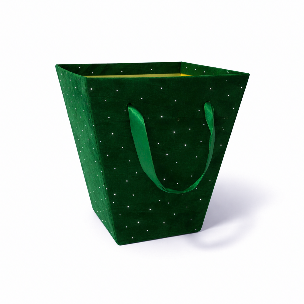 Cutie decorativă învelită în catifea, culoare verde - ROC 922