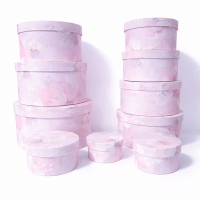 Set 10 cutii din carton cu print floral, culoare roz HHF - ROC 956