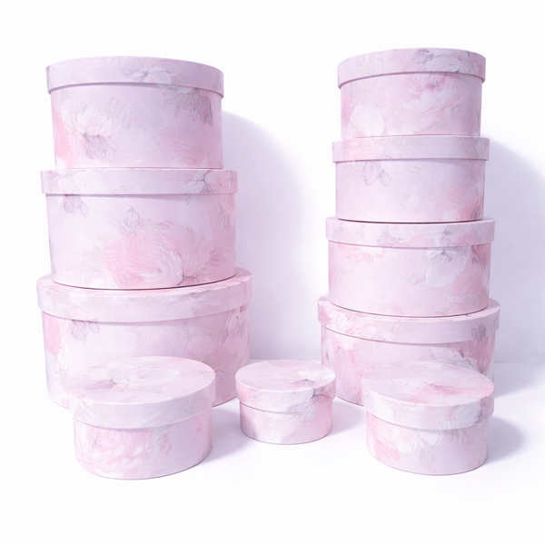Set 10 cutii din carton cu print floral, culoare roz HHF - ROC 956
