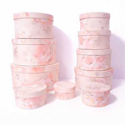 Set 10 cutii din carton cu print floral, culoare corai NCF - ROC 956