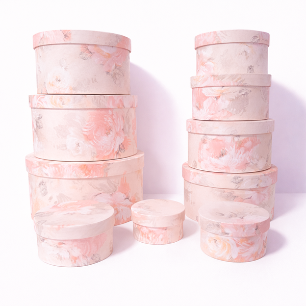 Set 10 cutii din carton cu print floral, culoare corai NCF - ROC 956