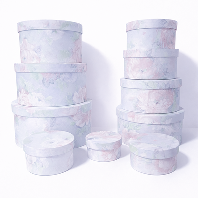 Set 10 cutii din carton cu print floral, culoare blue QSL - ROC 956