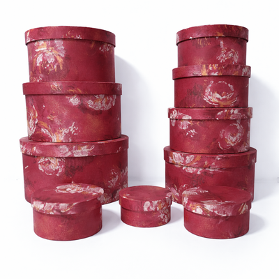 Set 10 cutii din carton cu print floral, culoare roșu TZH - ROC 956