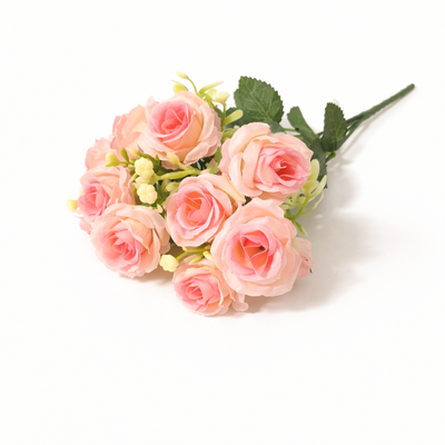 Set 2 buchete artificiale trandafiri, 31 cm, culoare somon - ROC AF15SET2
