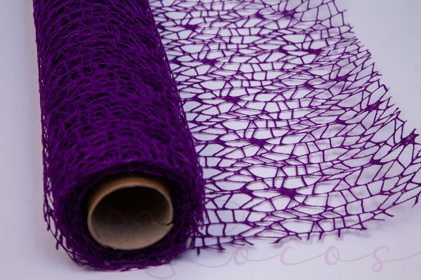 Rola plasa dantela ambalaj flori, model panza de paianjen, culoare mov, lat 50cm lung 4.5cm