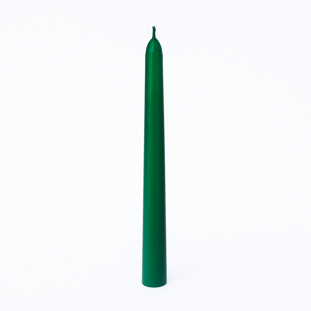 Set 12 lumânări conice, culoare verde
