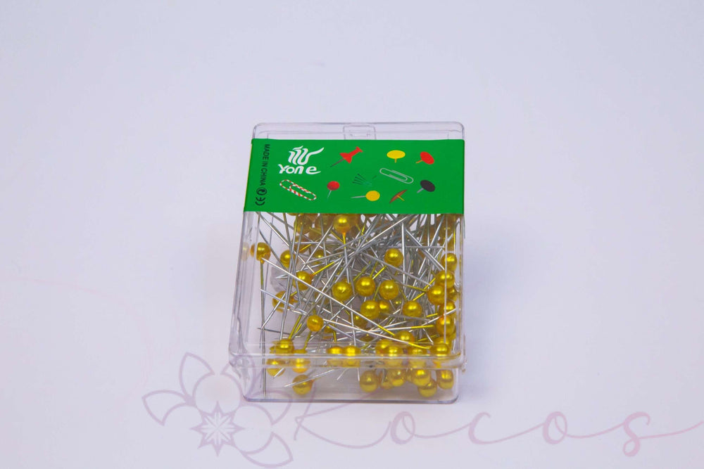 Set cutie cu 50 de ace cu perle aurii lungime 4cm