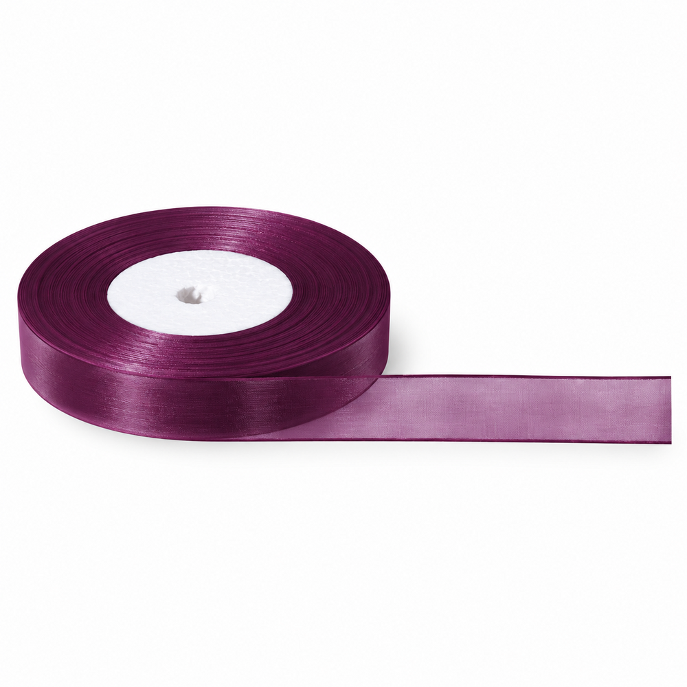 Panglică din organza, 1.5 cm, culoare mov prună Nr. BK01