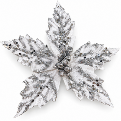 Dekorativer künstlicher Weihnachtsstern mit Glitzer, Farbe Weiß Nr. 4