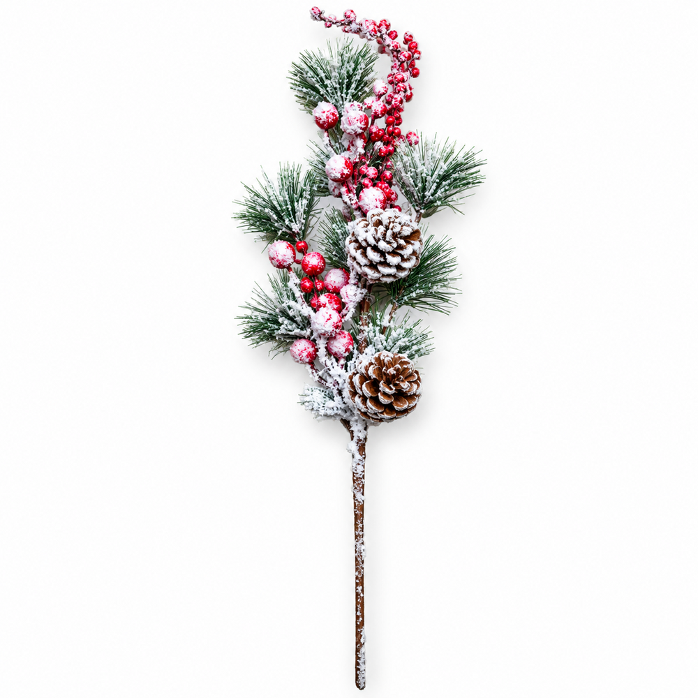 Ramita decorativa de Navidad con arándanos rojos, 60 cm, N.º 3