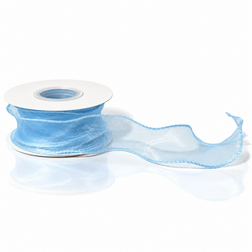Bandă decorativă din organza, 4 cm, culoare albastru deschis Nr. 25