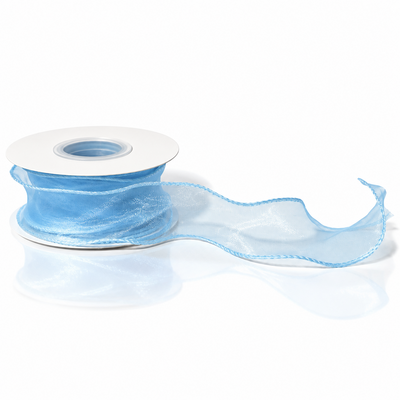 Bandă decorativă din organza, 4 cm, culoare albastru deschis Nr. 25