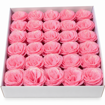 Set 30 Trandafiri din Săpun cu Sclipici, 8 cm, culoare roz pal Nr. 21