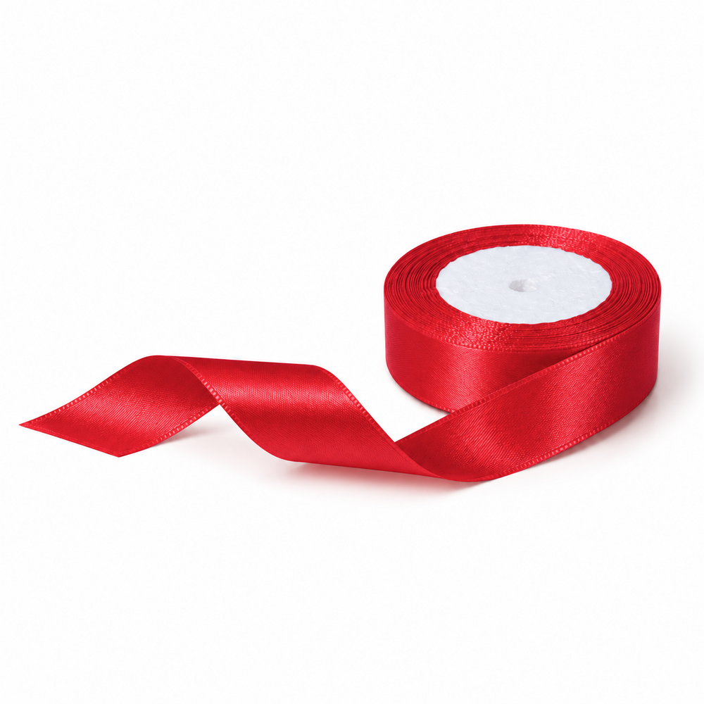 Rolă panglică satin, 2,5 cm, culoare roșu Nr. 26