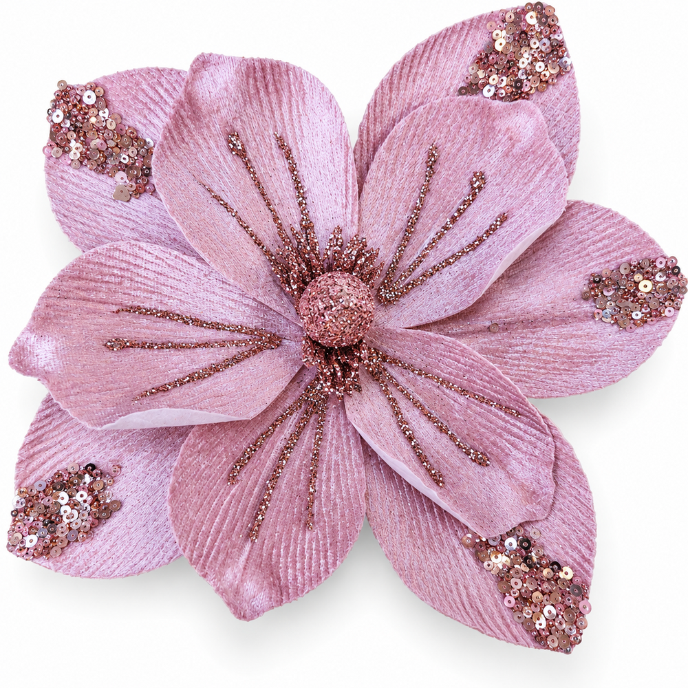 Dekorativer künstlicher Weihnachtsstern aus Samt mit Glitzer, 23 cm, Farbe Rosa Nr. 5