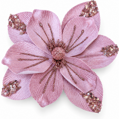 Dekorativer künstlicher Weihnachtsstern aus Samt mit Glitzer, 23 cm, Farbe Rosa Nr. 5