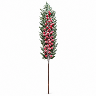 Künstlicher Zweig mit Schnee und roten Preiselbeeren