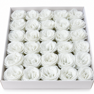 Set 30 Trandafiri din Săpun cu Sclipici, 8 cm, culoare alb Nr. 11
